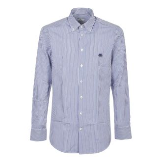 Etro Slim Logo Shirt - Heren - Casual Overhemden - Blauw - L - Overhemden
