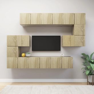 vidaXL Set De Muebles Sal&oacute;n Tv 10 Pzas Madera Ingenier&iacute;a Roble Sonoma Vidaxl
