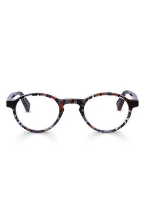 Eyebobs Board Stiff 43mm Round Blue Light Blocking Glasses in Charcoal /Hickory Pattern at Nordstrom, Size +2.75