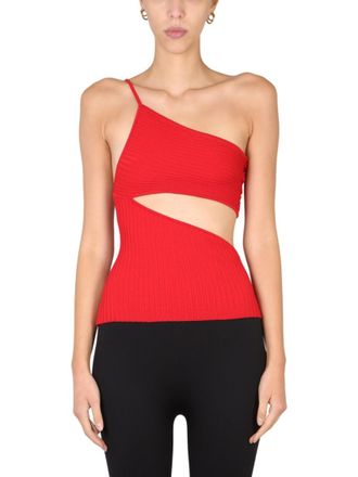 Andreadamo Red Knitted One Shoulder Top
