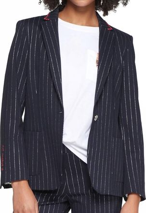 Vilagallo Harlow Embroidered Jacket In Navy