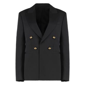 Bottega Veneta Jassen, Dames, Zwart, S, Wol, Double-breasted Wool Blazer