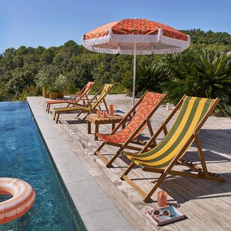 La Redoute Interieurs Ligstoel van massief acacia, stof met bloemenprint, VALERIA