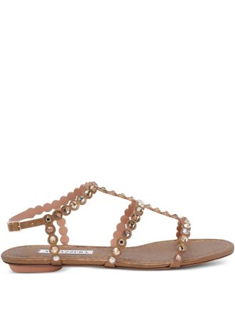 Aquazzura Tequila studded sandals - women - Calf Leather/Calf Leather/Calf Leather - 38.5 - Brown
