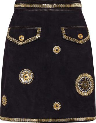 Versace Embroidered Suede Mini Skirt