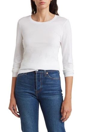Nordstrom Crewneck Long Sleeve Pima Cotton T-Shirt in White at Nordstrom Rack, Size Xx-Small