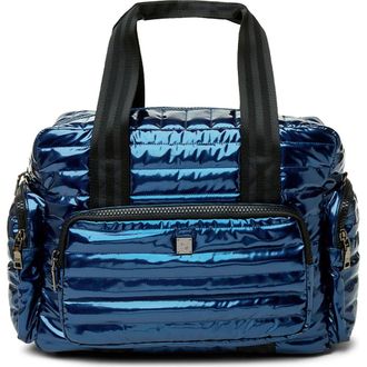 Think Royln Voyager Travel Bag in Glossy Navy Patent at Nordstrom