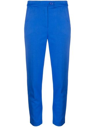 Patrizia Pepe Flannel Cigarette cropped trousers - women - Polyester/Viscose/Elastane - 38 - Blue
