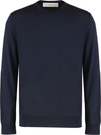 Golden Goose Deen Crew-neck wollen trui - Heren - Ronde hals truien - Blauw - L - Wol - Truien & Vesten