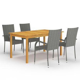 vidaXL Juego De Comedor Para Jard&iacute;n 5 Piezas Gris Vidaxl