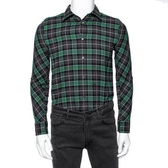 Dsquared2 Green & Grey Cotton Checked Flannel Shirt