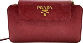 Prada Red Color Leather Chain/Shoulder Wallet (Pre-Owned)