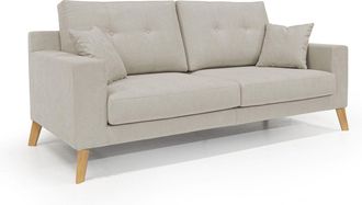 Divani.Store Danish Sof&aacute; Moderno De Tela Suave E Impermeable 206 Cm Crema