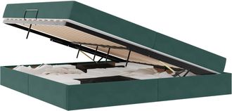 vidaXL Cama Con Almacenamiento Y Colch&oacute;n Verde Oscuro 200 X 200 Cm Vidaxl