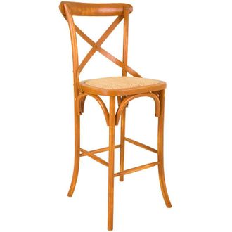 Wanderlust Deco Wanderlust Deco - Taburete De Madera Y Asiento De Rat&aacute;n Marr&oacute;n 45x53x75/116