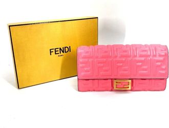 Fendi Pink Leather Long Wallet (Bi-Fold) (Pre-Owned)