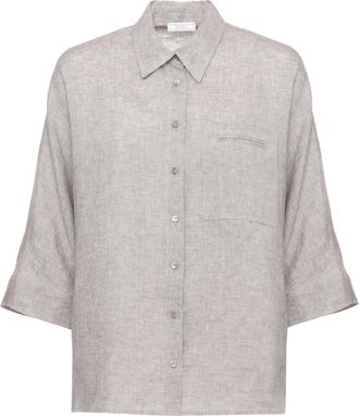 PESERICO Brown Light Point Linen Shirt