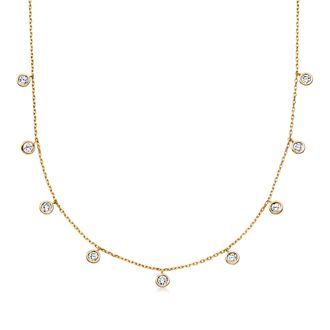 Ross-Simons Lab-Grown Diamond Station Drop Necklace in 18kt Gold Over Sterling
