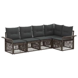 vidaXL Conjunto De Sof&aacute;s De Jard&iacute;n 5 Pcs Gris Rat&aacute;n Sint&eacute;tico Vidaxl