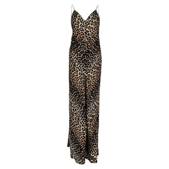 Ganni Ganni Leopard-Print Sleeveless Maxi Dress in Brown Silk