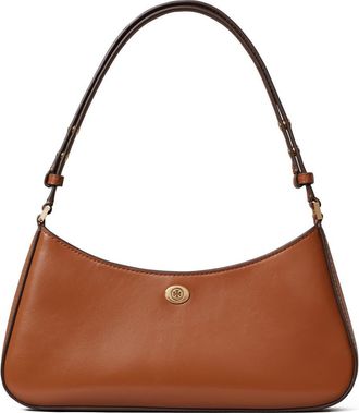 Tory Burch Robinson Leather Zip Top Shoulder Bag in Aged Tan at Nordstrom