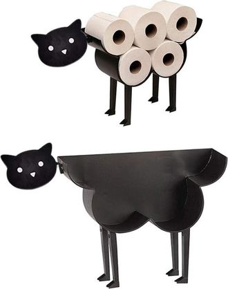 OEM Portarrollos De Papel Higi&eacute;nico Con Forma De Animal, De Metal Negro Con Patas, Soporte Para Rollo De Papel Higi&eacute;nico, Innovador Dise&ntilde;o Decorativo Con 