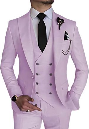 Generic Slim Fit 3 Piece Suit for Men Lilac Homecoming Suit
