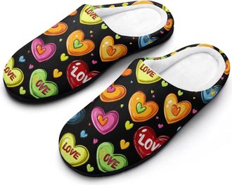 Generic Colorful Heart Mens Slippers Comfortable And Non-slip Cotton Slipper Shoe for House