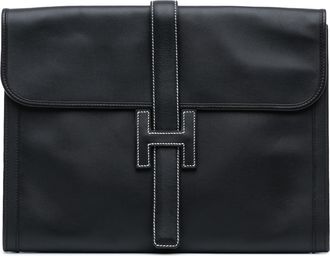 Herm&egrave;s Calvi Clutch Zwart Leren H077702ckab