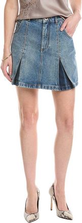 Balmain Vintage Blue Denim Pleated Mini Skirt