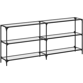 vidaXL Tavolino Consolle Piano Vetro Trasparente 194,5x30x81cm Acciaio - Vidaxl