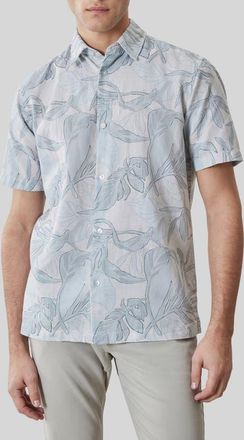 Robert Barakett Stratford Cotton Short Sleeve Button-Up Shirt in Dusty Teal at Nordstrom, Size Xx-Large