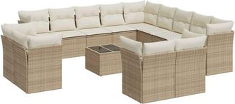 vidaXL Set Sof&aacute;s De Jard&iacute;n 14 Pzas Con Cojines Rat&aacute;n Sint&eacute;tico Beige Vidaxl