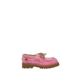 Moschino Schoenen, Dames, Roze, 36 EU, Su&egrave;de, Loafers met su&egrave;de en rijgdetaillering