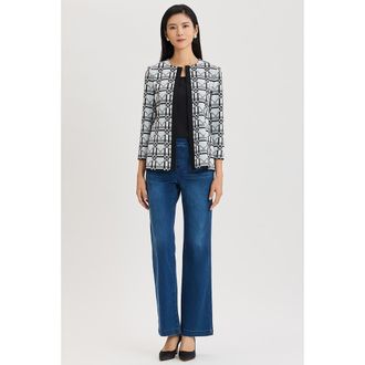 Ming Wang Heritage Monochrome Geometric Knit Jacket in Ivory/black at Nordstrom, Size X-Small