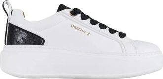 Alexander Smith Stone Donna in het wit en hiel in grijs luipaardprint laminaat - Dames - Sneakers - Wit - 36 EU - Schoenen