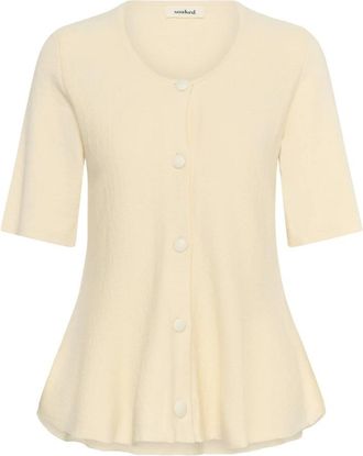 Soaked In Luxury Truien & Vesten, Dames, Beige, XL, Katoen, Amalie Rib Knit Cardigan