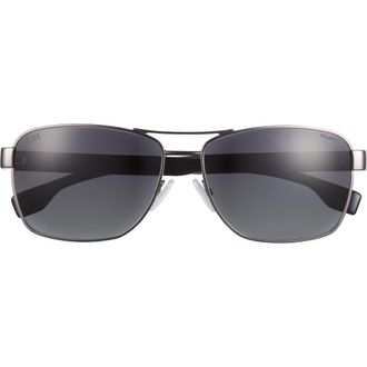 BOSS 60mm Polarized Rectangular Sunglasses in Matte Dark Ruthenium at Nordstrom Rack