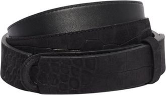 Orciani Brown Cocco Nabuk Crocodile-Effect Leather Belt