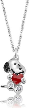 Crislu x Peanuts Snoopys Love Pendant Necklace in Pure Platinum /Clear Stone at Nordstrom, Size 16
