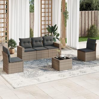 vidaXL Vidaxl - Set De Muebles De Jard&iacute;n 6 Pzas Y Cojines Rat&aacute;n Sint&eacute;tico Gris