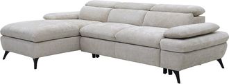 Vente-Unique Sof&aacute; chaise longue izquierda en tela texturizada con almacenamiento beige MORAVA