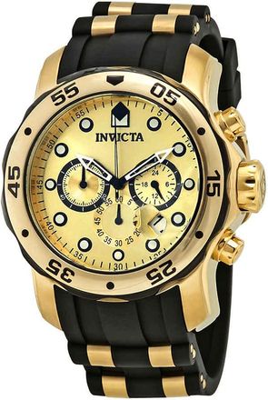 Invicta Pro Diver Chronograph Champagne Dial Black Polyurethane Mens Watch 17885