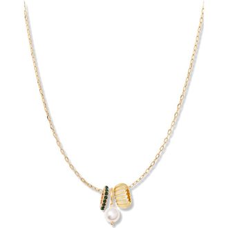 Brook & York Gaby Faux Pearl & Birthstone Multipendant Necklace in Gold/May at Nordstrom