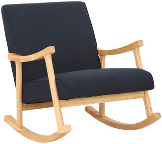 Clp Mecedora con base de madera y asiento en Tela Negro