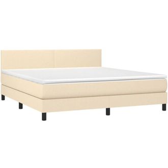 vidaXL Cama Box Spring Con Colch&oacute;n Tela Color Crema 160x200 Cm Vidaxl
