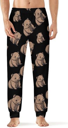 Generic Wombat Comfortable Pyjamas Bottoms for Men Casual Lounge Pants Elastic Waist Pjs Trousers 3XL