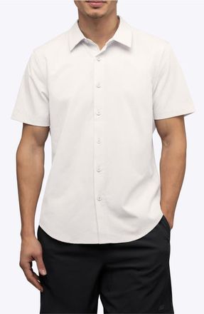 Cuts Crossover Performance Short Sleeve Button-Up Shirt in Bone at Nordstrom, Size Xx-Large