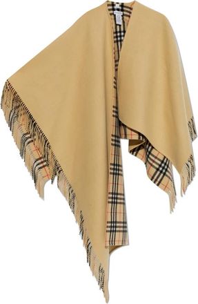 Burberry Wool Poncho - Dames - Ponchos - Beige - ONE Size - Wol - Jassen