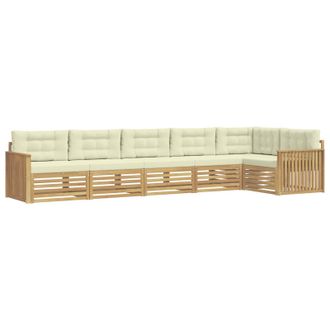 vidaXL Set Di Divani Da Esterno 6 Pz 6-posti Bianco E Crema Poliestere Vidaxl
